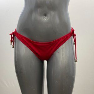 Aqua by La Vie en Rose Women's Red Bathing Suit Bottoms Side Tie Size Medium